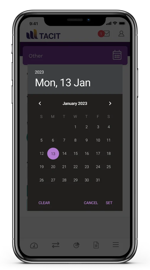 Calendar Overlay Dark